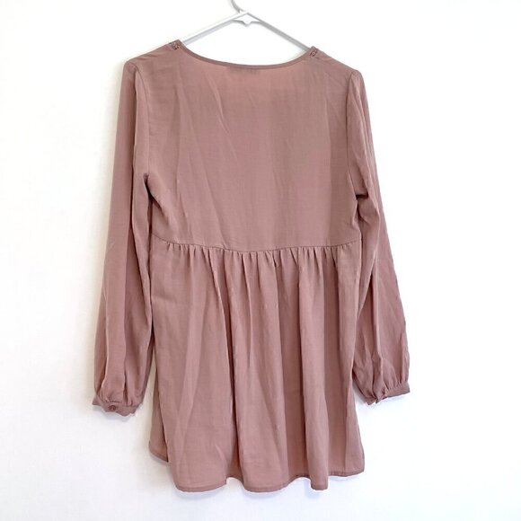 RO&DE ANTHROPOLOGIE Mauve Pink ish Crochet Lace Long Sleeve Boho Peasant Blouse - Picture 11 of 16